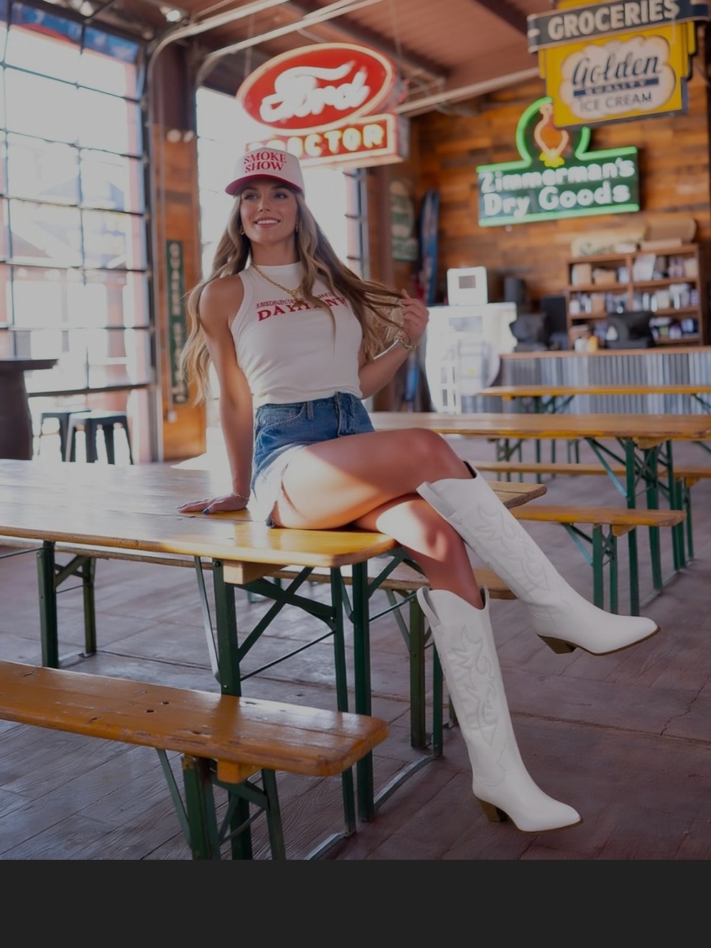 Amazon White Western-Inspired Block Heel Boots - Picture 7 of 8